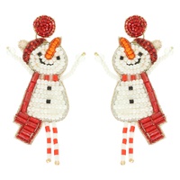 CHRISTMAS SCARFED SNOWMAN EARRINGS
