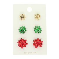 CHRISTMAS MINI GIFT BOW EARRINGS SET