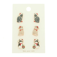 CHRISTMAS CAT THEME EARRING SET
