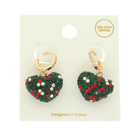 CHRISTMAS GOLD DIPPED CRYSTAL HEART EARRINGS