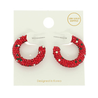 CHRISTMAS GOLD DIPPED CRYSTAL HOOP EARRINGS
