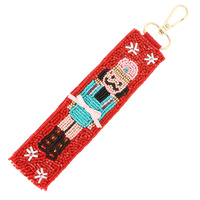 CHRISTMAS NUTCRACKER SEED BEAD KEYCHAIN