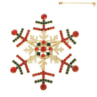 CHRISTMAS CRYSTAL RHINESTONE PAVE SNOWFLAKE BROOCH PIN