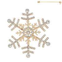 CHRISTMAS CRYSTAL RHINESTONE PAVE SNOWFLAKE BROOCH PIN