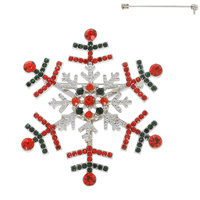 CHRISTMAS CRYSTAL RHINESTONE PAVE SNOWFLAKE BROOCH PIN