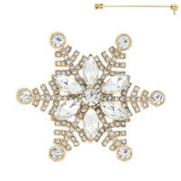 CHRISTMAS CRYSTAL RHINESTONE PAVE SNOWFLAKE BROOCH PIN
