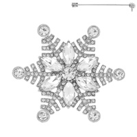 CHRISTMAS CRYSTAL RHINESTONE PAVE SNOWFLAKE BROOCH PIN