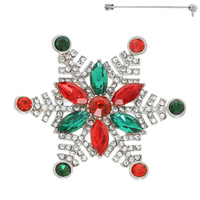 CHRISTMAS CRYSTAL RHINESTONE PAVE SNOWFLAKE BROOCH PIN