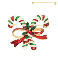 CHRISTMAS CANDY CANE BROOCH PIN