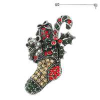CHRISTMAS STOCKING BROOCH PIN