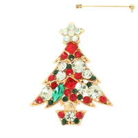 CHRISTMAS TREE CRYSTAL BROOCH PIN