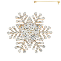 CHRISTMAS RHINESTONE SNOWFLAKE BROOCH PIN
