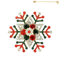 CHRISTMAS RHINESTONE SNOWFLAKE BROOCH PIN