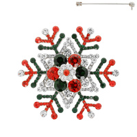 CHRISTMAS RHINESTONE SNOWFLAKE BROOCH PIN