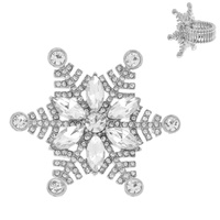 CHRISTMAS CRYSTAL RHINESTONE PAVE SNOWFLAKE ADJUSTABLE RING