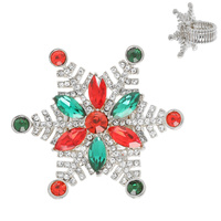 CHRISTMAS CRYSTAL RHINESTONE PAVE SNOWFLAKE ADJUSTABLE RING