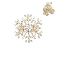 CHRISTMAS RHINESTONE SNOWFLAKE STRETCH RING
