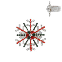 CHRISTMAS RHINESTONE SNOWFLAKE STRETCH RING