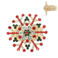 CHRISTMAS CRYSTAL RHINESTONE SNOWFLAKE STRETCH RING