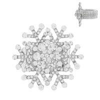 CHRISTMAS CRYSTAL RHINESTONE SNOWFLAKE STRETCH RING