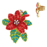 RHINESTONE POINSETTIA STRETCH RING